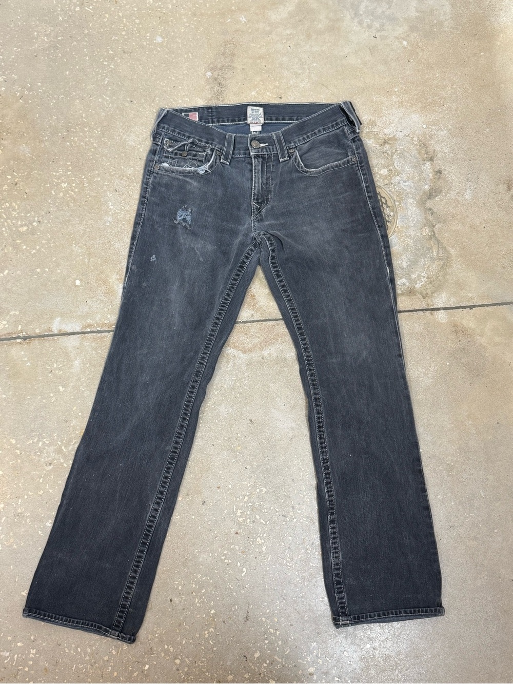 Rare vintage True Religion Men's Black Straight-Leg Jeans